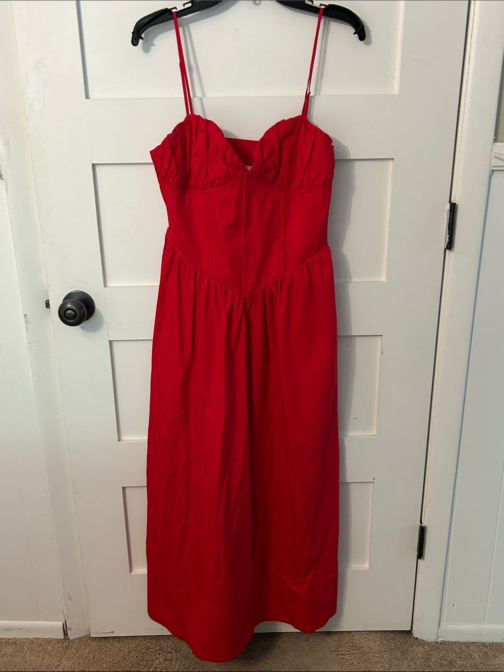 Line & Dot Red Spaghetti-Strap Maxi Dress